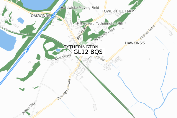 GL12 8QS map - small scale - OS Open Zoomstack (Ordnance Survey)