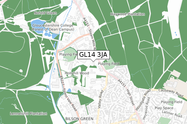 GL14 3JA map - small scale - OS Open Zoomstack (Ordnance Survey)