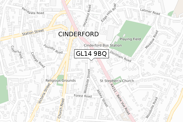 GL14 9BQ map - large scale - OS Open Zoomstack (Ordnance Survey)