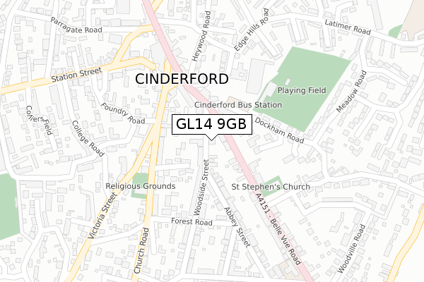 GL14 9GB map - large scale - OS Open Zoomstack (Ordnance Survey)