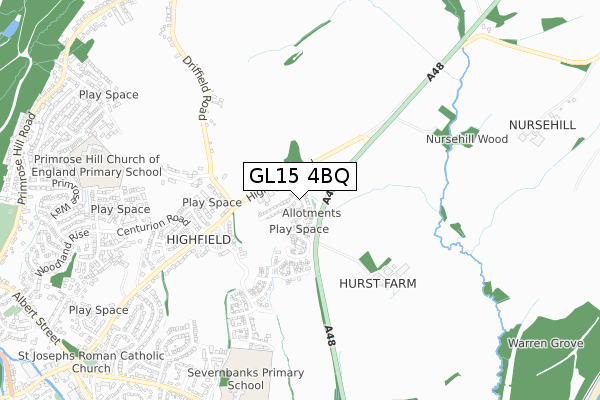 GL15 4BQ map - small scale - OS Open Zoomstack (Ordnance Survey)