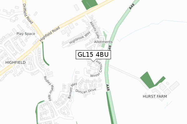 GL15 4BU map - large scale - OS Open Zoomstack (Ordnance Survey)