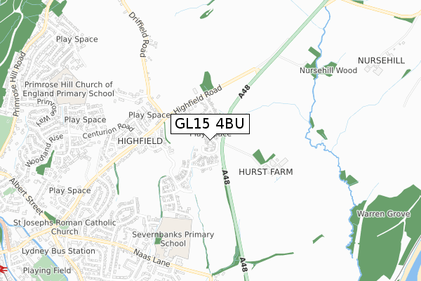 GL15 4BU map - small scale - OS Open Zoomstack (Ordnance Survey)