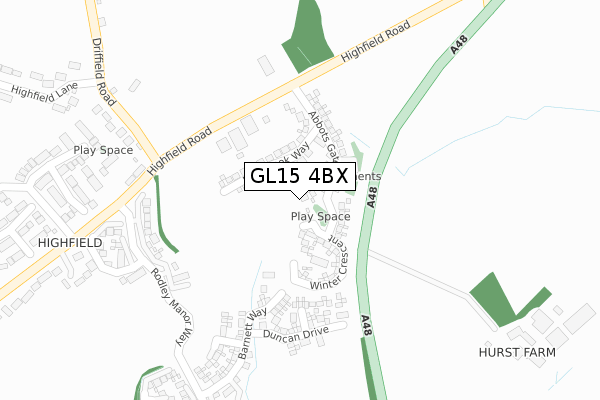 GL15 4BX map - large scale - OS Open Zoomstack (Ordnance Survey)