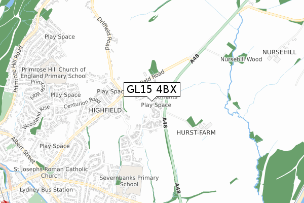 GL15 4BX map - small scale - OS Open Zoomstack (Ordnance Survey)