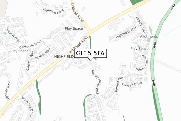 GL15 5FA map - large scale - OS Open Zoomstack (Ordnance Survey)