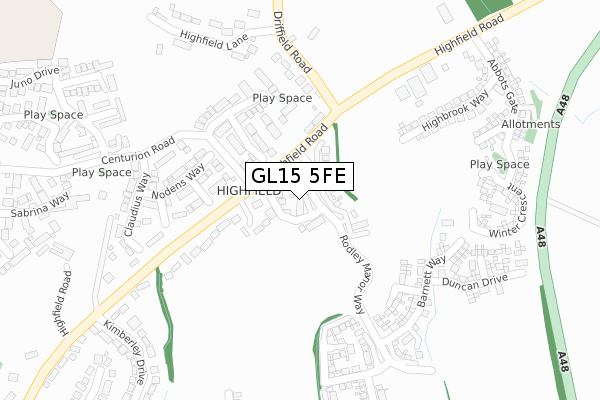 GL15 5FE map - large scale - OS Open Zoomstack (Ordnance Survey)