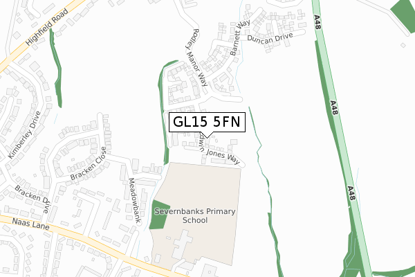 GL15 5FN map - large scale - OS Open Zoomstack (Ordnance Survey)