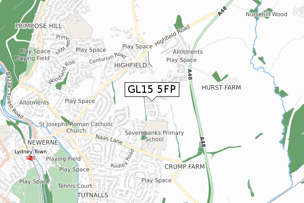 GL15 5FP map - small scale - OS Open Zoomstack (Ordnance Survey)