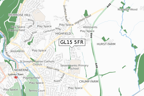 GL15 5FR map - small scale - OS Open Zoomstack (Ordnance Survey)