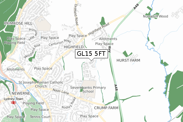 GL15 5FT map - small scale - OS Open Zoomstack (Ordnance Survey)