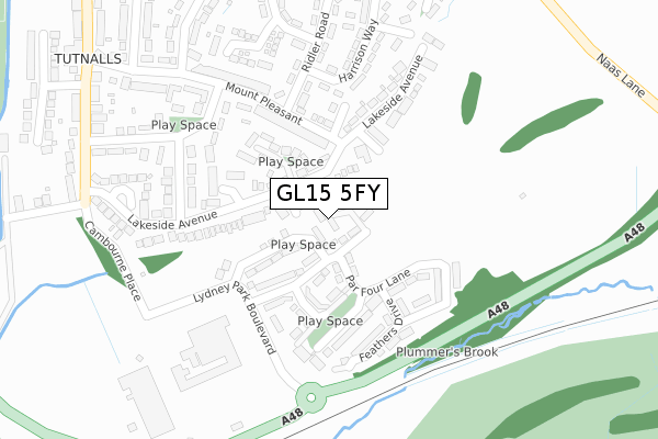 GL15 5FY map - large scale - OS Open Zoomstack (Ordnance Survey)