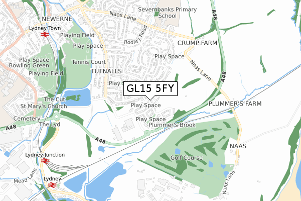 GL15 5FY map - small scale - OS Open Zoomstack (Ordnance Survey)