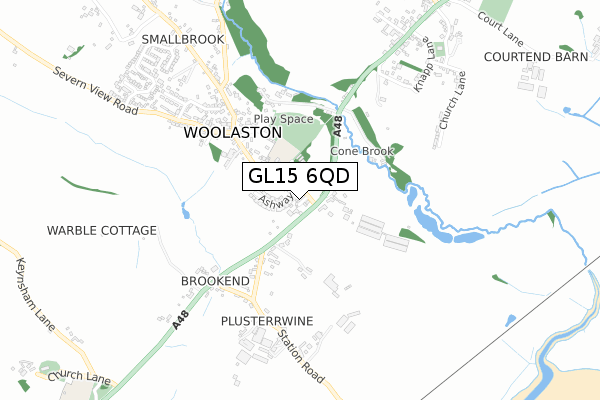 GL15 6QD map - small scale - OS Open Zoomstack (Ordnance Survey)