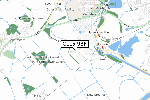 GL15 9BF map - small scale - OS Open Zoomstack (Ordnance Survey)