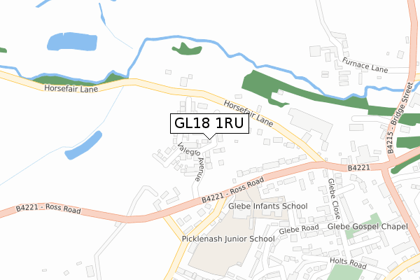 GL18 1RU map - large scale - OS Open Zoomstack (Ordnance Survey)