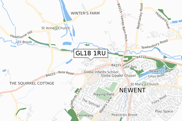 GL18 1RU map - small scale - OS Open Zoomstack (Ordnance Survey)