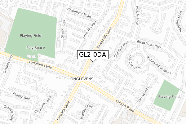 GL2 0DA map - large scale - OS Open Zoomstack (Ordnance Survey)
