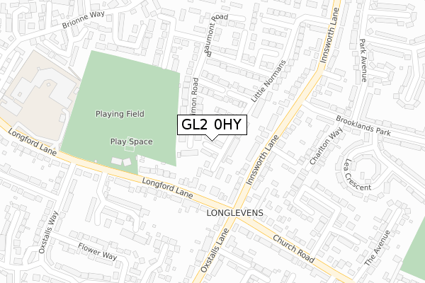 GL2 0HY map - large scale - OS Open Zoomstack (Ordnance Survey)