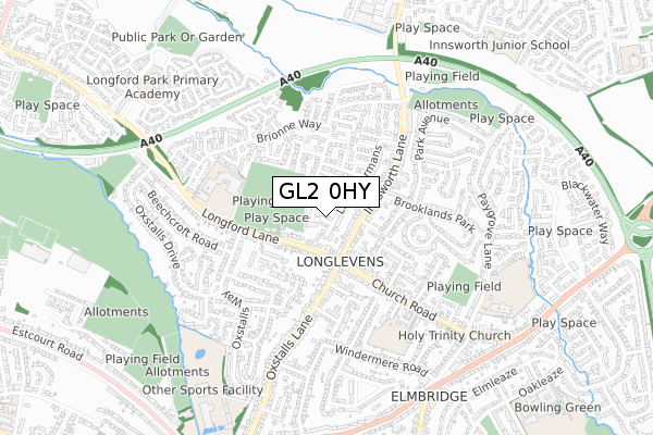 GL2 0HY map - small scale - OS Open Zoomstack (Ordnance Survey)