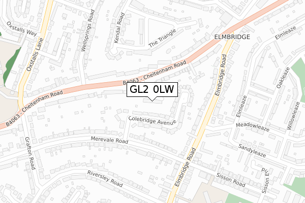 GL2 0LW map - large scale - OS Open Zoomstack (Ordnance Survey)