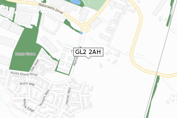 GL2 2AH map - large scale - OS Open Zoomstack (Ordnance Survey)