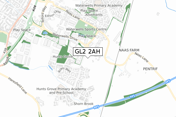 GL2 2AH map - small scale - OS Open Zoomstack (Ordnance Survey)