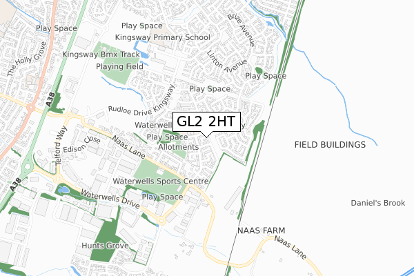 GL2 2HT map - small scale - OS Open Zoomstack (Ordnance Survey)