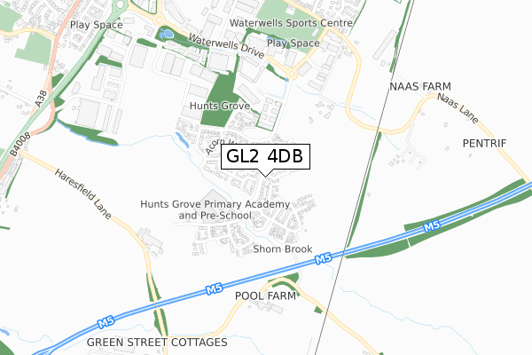 GL2 4DB map - small scale - OS Open Zoomstack (Ordnance Survey)