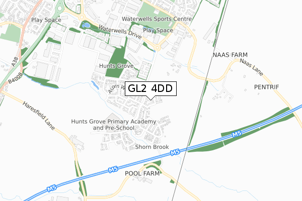 GL2 4DD map - small scale - OS Open Zoomstack (Ordnance Survey)