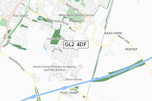 GL2 4DF map - small scale - OS Open Zoomstack (Ordnance Survey)