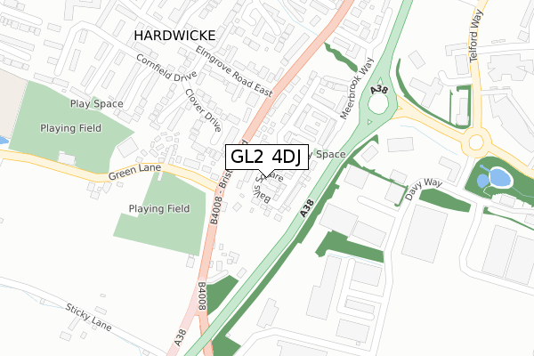 GL2 4DJ map - large scale - OS Open Zoomstack (Ordnance Survey)