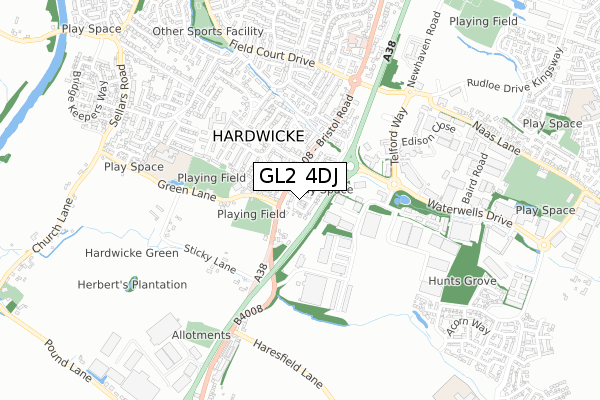 GL2 4DJ map - small scale - OS Open Zoomstack (Ordnance Survey)