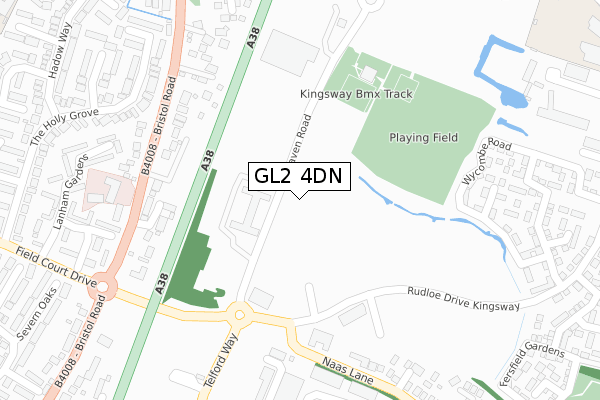 GL2 4DN map - large scale - OS Open Zoomstack (Ordnance Survey)