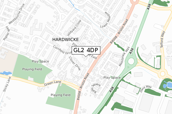 GL2 4DP map - large scale - OS Open Zoomstack (Ordnance Survey)