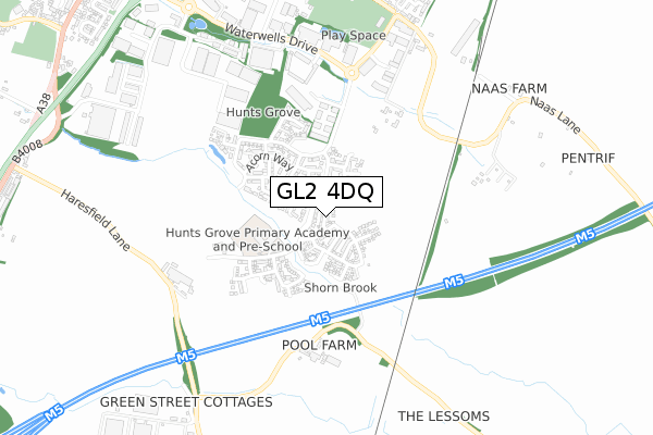 GL2 4DQ map - small scale - OS Open Zoomstack (Ordnance Survey)