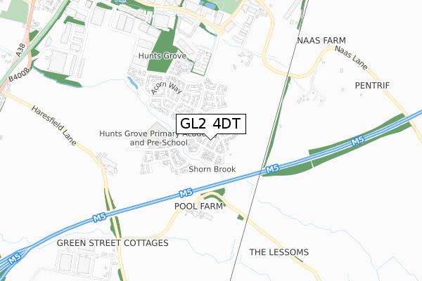 GL2 4DT map - small scale - OS Open Zoomstack (Ordnance Survey)