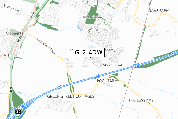 GL2 4DW map - small scale - OS Open Zoomstack (Ordnance Survey)