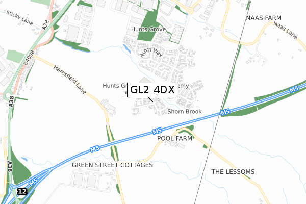 GL2 4DX map - small scale - OS Open Zoomstack (Ordnance Survey)