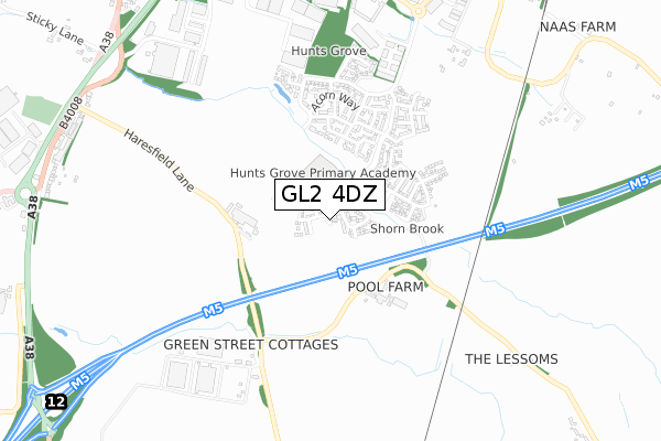 GL2 4DZ map - small scale - OS Open Zoomstack (Ordnance Survey)