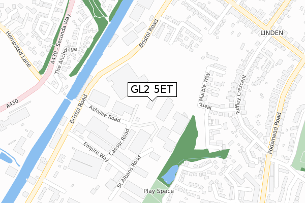 GL2 5ET map - large scale - OS Open Zoomstack (Ordnance Survey)