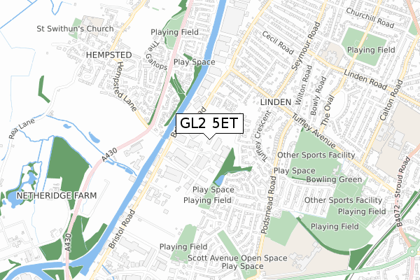 GL2 5ET map - small scale - OS Open Zoomstack (Ordnance Survey)