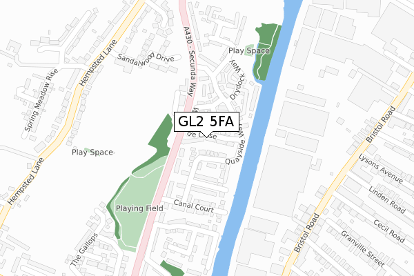 GL2 5FA map - large scale - OS Open Zoomstack (Ordnance Survey)