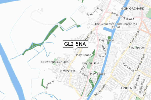 GL2 5NA map - small scale - OS Open Zoomstack (Ordnance Survey)