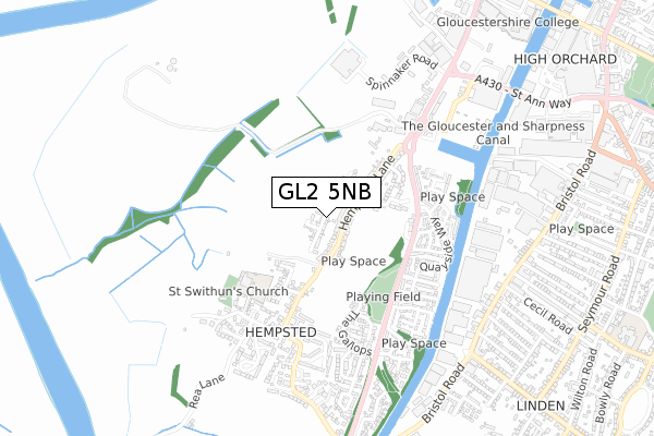 GL2 5NB map - small scale - OS Open Zoomstack (Ordnance Survey)