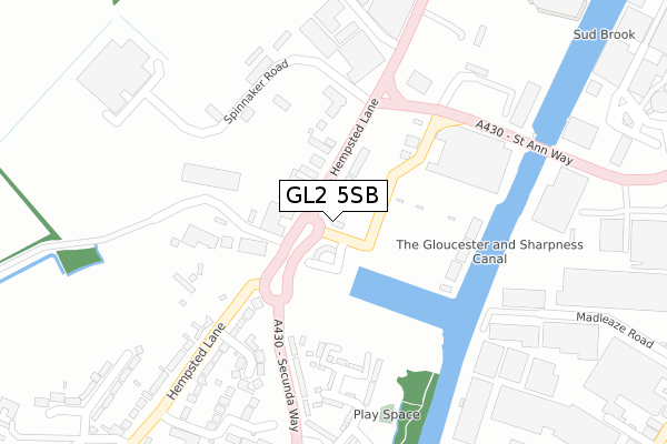 GL2 5SB map - large scale - OS Open Zoomstack (Ordnance Survey)