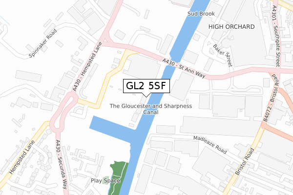 GL2 5SF map - large scale - OS Open Zoomstack (Ordnance Survey)