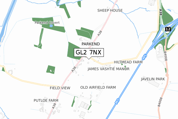 GL2 7NX map - small scale - OS Open Zoomstack (Ordnance Survey)