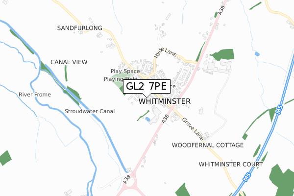 GL2 7PE map - small scale - OS Open Zoomstack (Ordnance Survey)