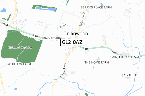 GL2 8AZ map - small scale - OS Open Zoomstack (Ordnance Survey)